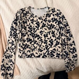 Floral Black and Cream Women's Top